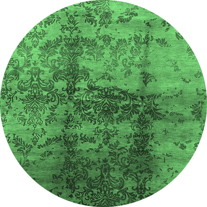 Round Oriental Emerald Green Industrial Rug, urb578emgrn