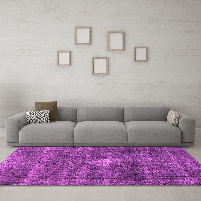 Machine Washable Oriental Pink Industrial Rug in a Living Room, wshurb579pnk