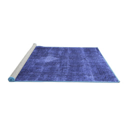 Sideview of Machine Washable Oriental Blue Industrial Rug, wshurb579blu