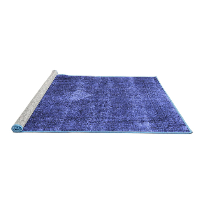 Sideview of Machine Washable Oriental Blue Industrial Rug, wshurb579blu