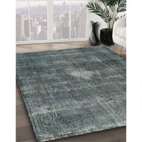 Mid-Century Modern Light Slate Gray Oriental Rug, urb579