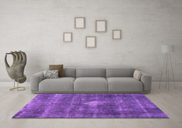 Machine Washable Oriental Purple Industrial Area Rugs in a Living Room, wshurb579pur