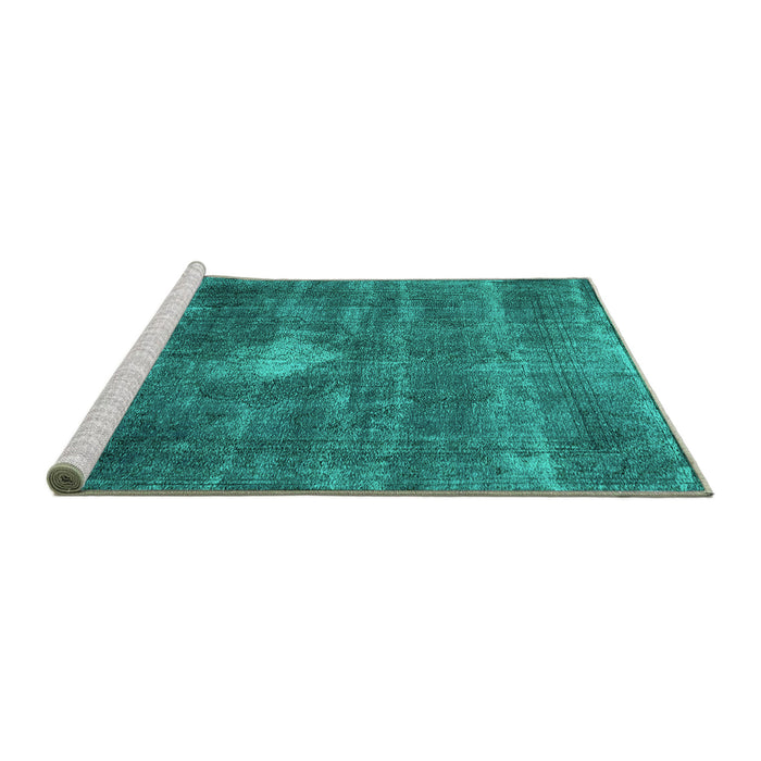 Sideview of Machine Washable Oriental Turquoise Industrial Area Rugs, wshurb579turq