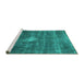 Sideview of Machine Washable Oriental Turquoise Industrial Area Rugs, wshurb579turq