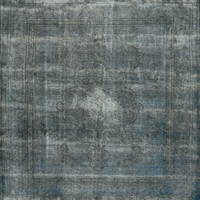 Square Mid-Century Modern Light Slate Gray Oriental Rug, urb579
