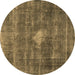 Round Oriental Brown Industrial Rug, urb579brn