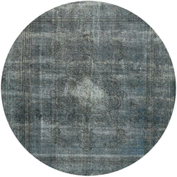 Round Machine Washable Industrial Modern Light Slate Gray Rug, wshurb579