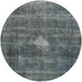 Round Mid-Century Modern Light Slate Gray Oriental Rug, urb579