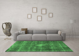 Machine Washable Oriental Emerald Green Industrial Area Rugs in a Living Room,, wshurb579emgrn