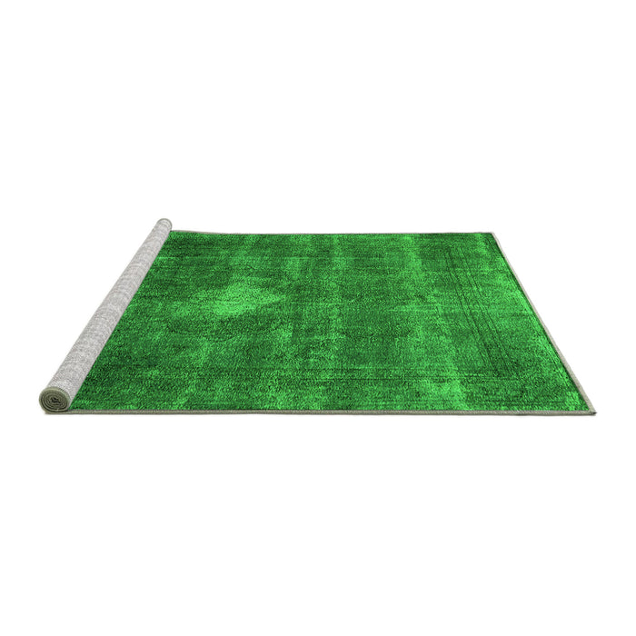 Sideview of Machine Washable Oriental Green Industrial Area Rugs, wshurb579grn