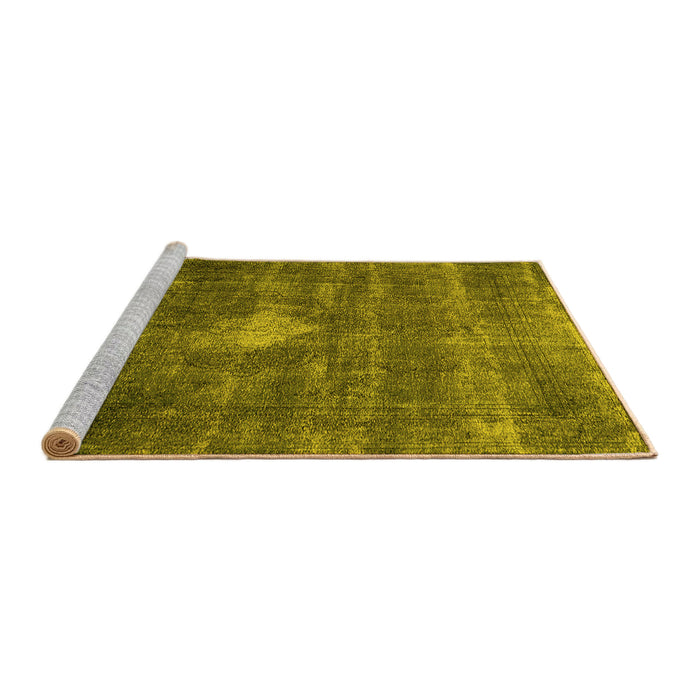 Sideview of Machine Washable Oriental Yellow Industrial Rug, wshurb579yw
