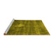 Sideview of Machine Washable Oriental Yellow Industrial Rug, wshurb579yw