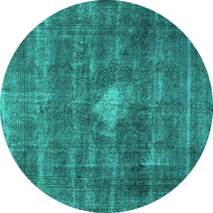 Round Oriental Turquoise Industrial Rug, urb579turq