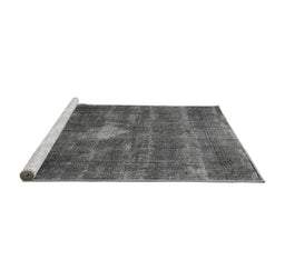 Sideview of Machine Washable Oriental Gray Industrial Rug, wshurb579gry