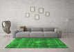 Machine Washable Oriental Green Industrial Area Rugs in a Living Room,, wshurb579grn