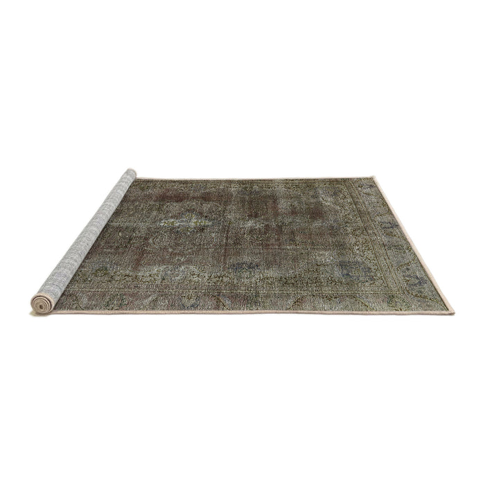 Sideview of Machine Washable Industrial Modern Coffee Brown Rug, wshurb580