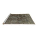 Sideview of Machine Washable Industrial Modern Coffee Brown Rug, wshurb580