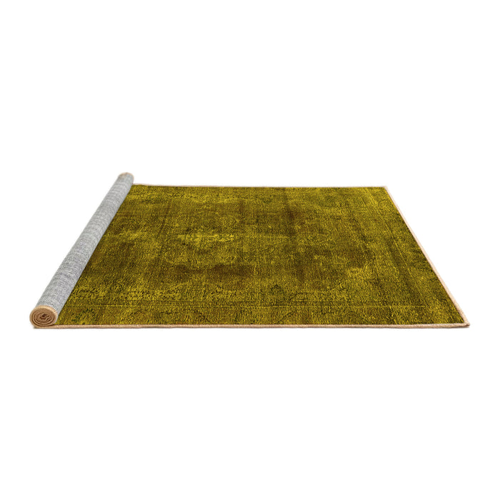 Sideview of Machine Washable Oriental Yellow Industrial Rug, wshurb580yw