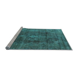 Sideview of Machine Washable Oriental Light Blue Industrial Rug, wshurb580lblu
