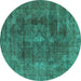 Round Oriental Turquoise Industrial Rug, urb580turq