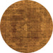 Round Machine Washable Oriental Orange Industrial Area Rugs, wshurb580org