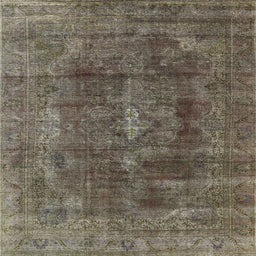 Square Mid-Century Modern Coffee Brown Oriental Rug, urb580