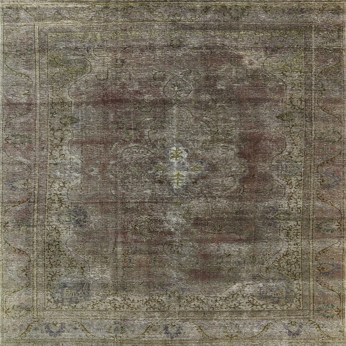 Square Mid-Century Modern Coffee Brown Oriental Rug, urb580