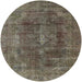 Round Mid-Century Modern Coffee Brown Oriental Rug, urb580