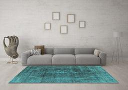 Machine Washable Oriental Light Blue Industrial Rug in a Living Room, wshurb580lblu