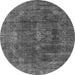 Round Machine Washable Oriental Gray Industrial Rug, wshurb580gry