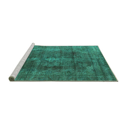 Sideview of Machine Washable Oriental Turquoise Industrial Area Rugs, wshurb580turq