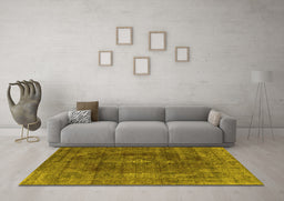 Machine Washable Oriental Yellow Industrial Rug in a Living Room, wshurb580yw