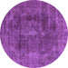 Round Oriental Purple Industrial Rug, urb580pur