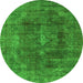 Round Oriental Green Industrial Rug, urb580grn