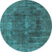 Round Oriental Light Blue Industrial Rug, urb580lblu