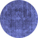 Round Oriental Blue Industrial Rug, urb580blu