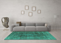 Machine Washable Oriental Turquoise Industrial Area Rugs in a Living Room,, wshurb580turq