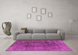 Machine Washable Oriental Pink Industrial Rug in a Living Room, wshurb580pnk