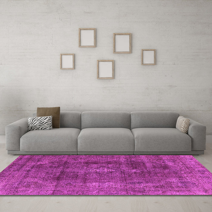Machine Washable Oriental Pink Industrial Rug in a Living Room, wshurb580pnk