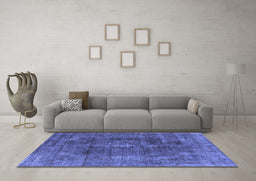 Machine Washable Oriental Blue Industrial Rug in a Living Room, wshurb580blu
