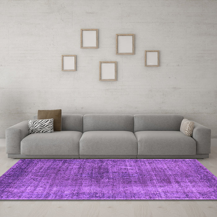 Machine Washable Oriental Purple Industrial Area Rugs in a Living Room, wshurb581pur