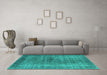 Machine Washable Oriental Turquoise Industrial Area Rugs in a Living Room,, wshurb581turq