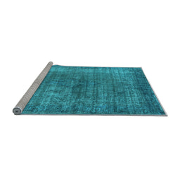 Sideview of Machine Washable Oriental Light Blue Industrial Rug, wshurb581lblu