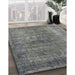 Mid-Century Modern Carbon Gray Oriental Rug in Family Room, urb581