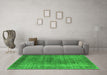 Machine Washable Oriental Green Industrial Area Rugs in a Living Room,, wshurb581grn