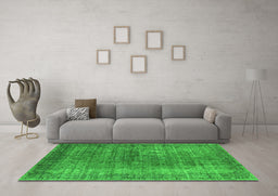 Machine Washable Oriental Green Industrial Area Rugs in a Living Room,, wshurb581grn