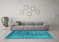 Machine Washable Oriental Light Blue Industrial Rug, wshurb581lblu