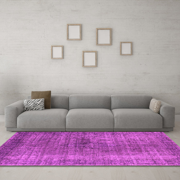 Machine Washable Oriental Pink Industrial Rug in a Living Room, wshurb581pnk