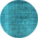 Round Oriental Light Blue Industrial Rug, urb581lblu