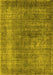 Machine Washable Oriental Yellow Industrial Rug, wshurb581yw